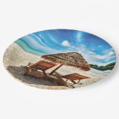 Lounge Chairs Beach throw Pillow Pappteller (Schrägansicht)