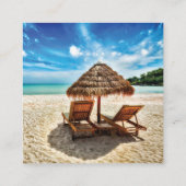 Lounge Chairs Beach throw Pillow Quadratische Visitenkarte (Rückseite)