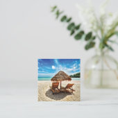 Lounge Chairs Beach throw Pillow Quadratische Visitenkarte (Stehend Vorderseite)