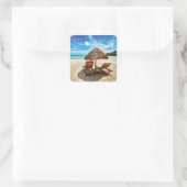 Lounge Chairs Beach throw Pillow Quadratischer Aufkleber (Tasche)