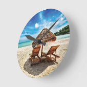 Lounge Chairs Beach throw Pillow Runde Wanduhr (Winkel)
