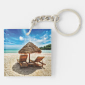 Lounge Chairs Beach throw Pillow Schlüsselanhänger (Rückseite)