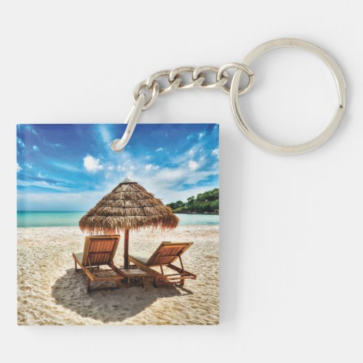 Lounge Chairs Beach throw Pillow Schlüsselanhänger (Rückseite)