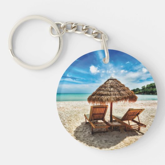 Lounge Chairs Beach throw Pillow Schlüsselanhänger (Vorderseite)