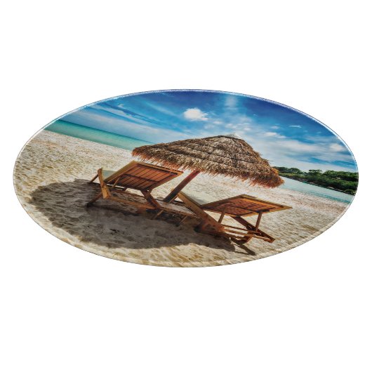 Lounge Chairs Beach throw Pillow Schneidebrett (Ecke)