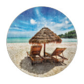 Lounge Chairs Beach throw Pillow Schneidebrett (Vorderseite)