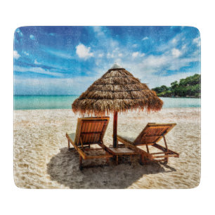 Lounge Chairs Beach throw Pillow Schneidebrett