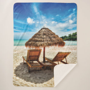 Lounge Chairs Beach throw Pillow Sherpadecke