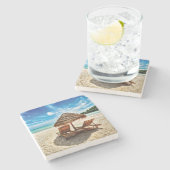 Lounge Chairs Beach throw Pillow Steinuntersetzer (Seitenansicht)