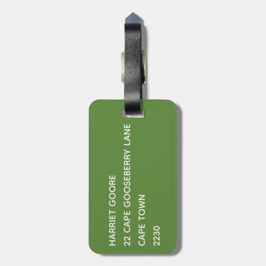 Lounge grüne Farbe Gepäckanhänger (Rückseite vertikal)