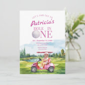 Lounge in einem rosa 1. Geburtstag Foto Einladung (Stehend Vorderseite)