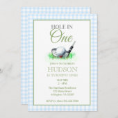 Lounge in One First Birthday Einladung - Golf Them (Vorne/Hinten)