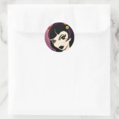 LoungeKat Sticker: Das Teufel Girl Runder Aufkleber (Tasche)
