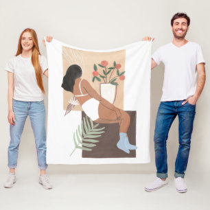 Lounging Frau Fleecedecke