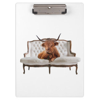 Lounging Highland Scottish Cow Clipboard Klemmbrett