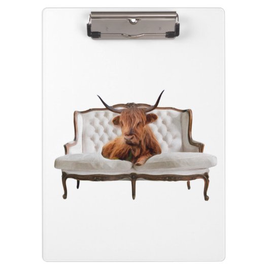 Lounging Highland Scottish Cow Clipboard Klemmbrett (Vorderseite)