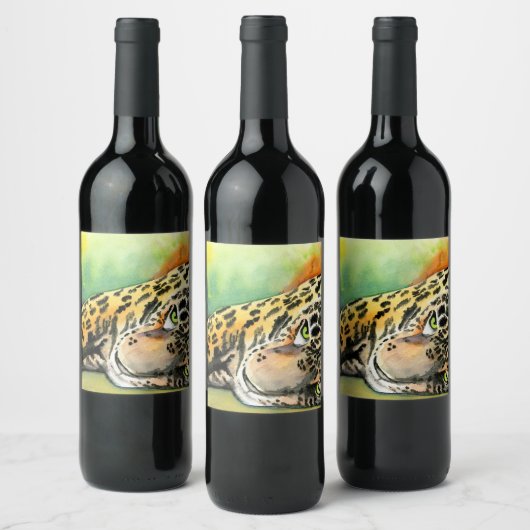 Lounging Leopard Weinetikett (Flaschen)