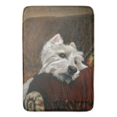 Lounging Westie auf Sofa Badematte (Vorderseite Vertikal)