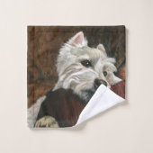 Lounging Westie auf Sofa Badhandtuch Set (Waschlappen)