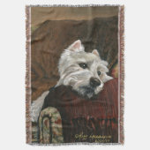 Lounging Westie auf Sofa Decke (Vorderseite Vertikal)
