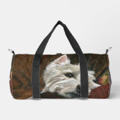 Lounging Westie auf Sofa Duffle Bag (Vorderseite)