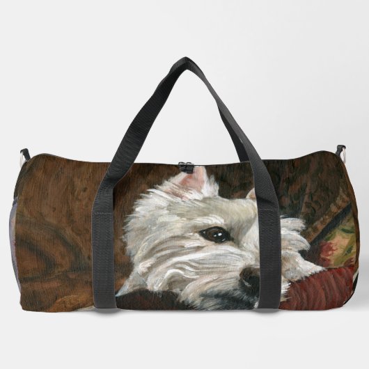 Lounging Westie auf Sofa Duffle Bag (Rückseite)