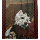Lounging Westie auf Sofa Duschvorhang (Vorderseite)