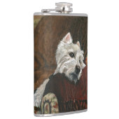 Lounging Westie auf Sofa Flachmann (Rechts)