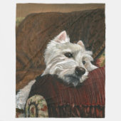 Lounging Westie auf Sofa Fleecedecke (Vorderseite)