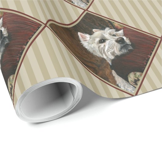 Lounging Westie auf Sofa Geschenkpapier (Rolleneckpunkt)