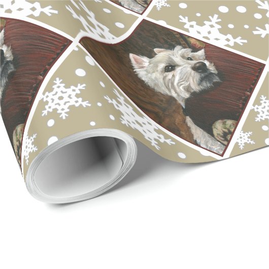 Lounging Westie auf Sofa Geschenkpapier (Rolleneckpunkt)