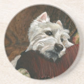 Lounging Westie auf Sofa Getränkeuntersetzer (Vorne)