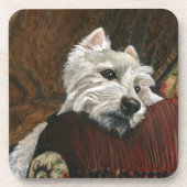 Lounging Westie auf Sofa Getränkeuntersetzer (Vorderseite)