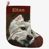 Lounging Westie auf Sofa Großer Weihnachtsstrumpf (Vorderseite)