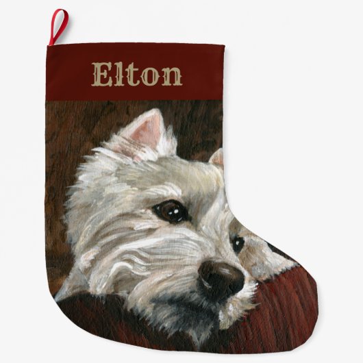 Lounging Westie auf Sofa Großer Weihnachtsstrumpf (Vorderseite)