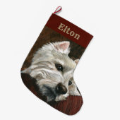 Lounging Westie auf Sofa Großer Weihnachtsstrumpf (Vorderansicht (hängend))