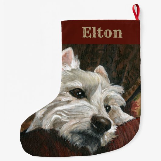 Lounging Westie auf Sofa Großer Weihnachtsstrumpf (Rückseite)