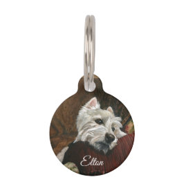 Lounging Westie auf Sofa Haustiermarke