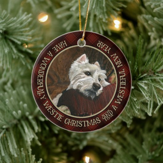 Lounging Westie auf Sofa Keramik Ornament (Baum)