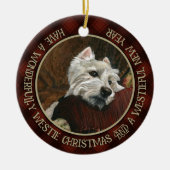 Lounging Westie auf Sofa Keramik Ornament (Vorne)