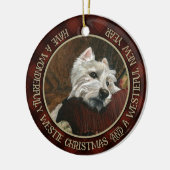 Lounging Westie auf Sofa Keramik Ornament (Links)