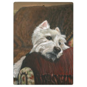 Lounging Westie auf Sofa Klemmbrett (Rückseite)