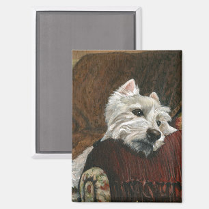 Lounging Westie auf Sofa Magnet