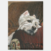 Lounging Westie auf Sofa Magnet (Vorderseite)
