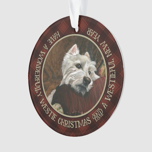 Lounging Westie auf Sofa Ornament (Vorderseite)