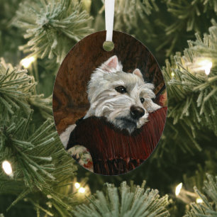 Lounging Westie auf Sofa Ornament Aus Metall