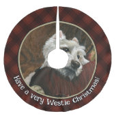 Lounging Westie auf Sofa Polyester Weihnachtsbaumdecke (Vorderseite)