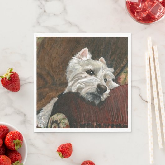 Lounging Westie auf Sofa Serviette (Beispiel)