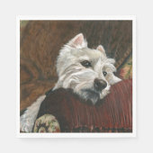 Lounging Westie auf Sofa Serviette (Vorderseite)
