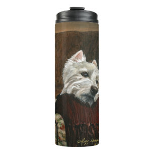 Lounging Westie auf Sofa Thermosbecher